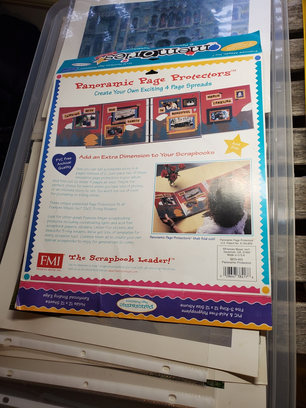 Vintage Frances Meyer FMI 12x12 Panoramic Scrapbook Sheet Protectors 5 Pack